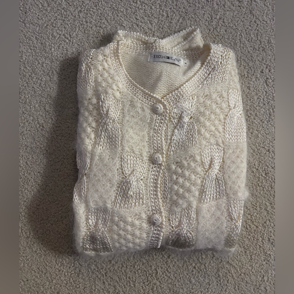 Vintage Angora Wool Cardigan Parisian Cream Knit Grandmacore Soft Luxury sweater